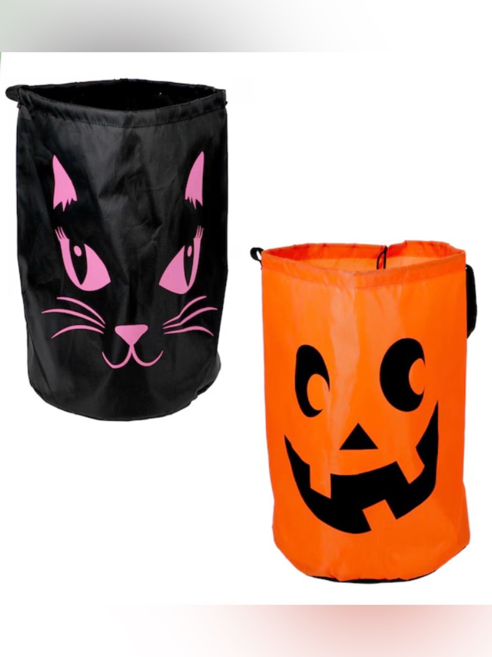 Halloween Kids Trick-or-Treat Bags - Black Cat or Orange Pumpkin